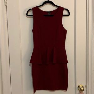 Maroon Peplum Dress